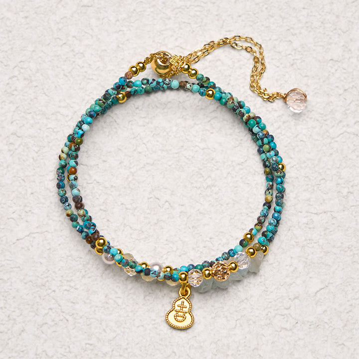 Bransoletka z koralików Buddha Stones Turquoise Strength Triple Wrap