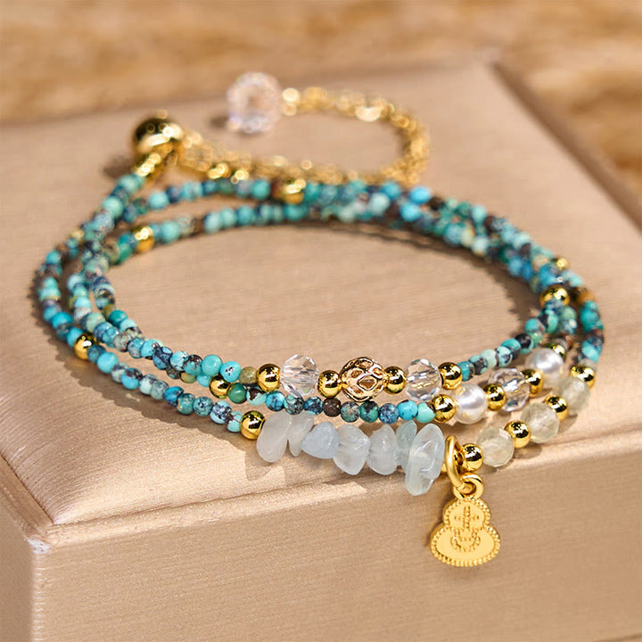 Bransoletka z koralików Buddha Stones Turquoise Strength Triple Wrap