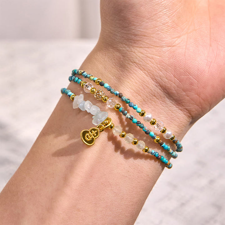 Bransoletka z koralików Buddha Stones Turquoise Strength Triple Wrap