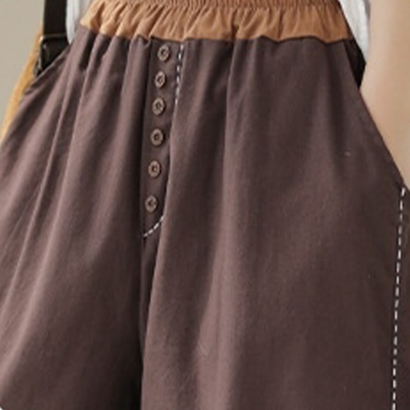 Buddha Stones Casual Wiosna Jednolity Kolor Patchwork Design Damskie Bawełniane Lniane Elastyczne Spodnie Harem Z Kieszeniami - image 23