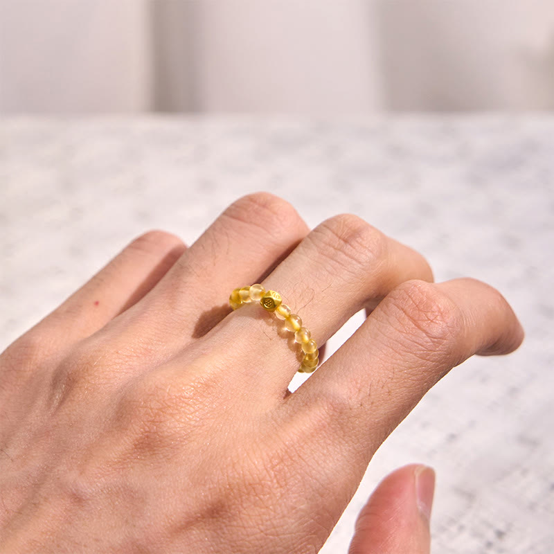 Buddha Stones 3mm Złote Rutilowane Koraliki Kwarcowe Elastyczny Sznurek Bogactwa