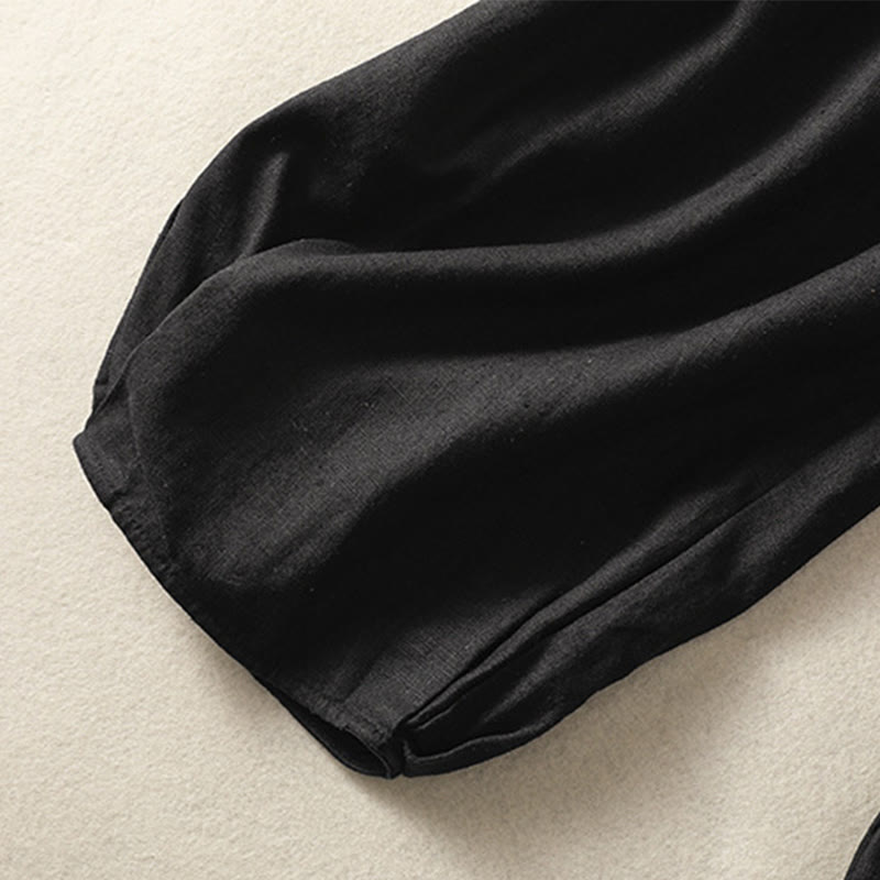 Buddha Stones Casual Haftowane Damskie Spodnie Harem Z Bawełny Lnianej 7-8 Długość Z Kieszeniami - image 34