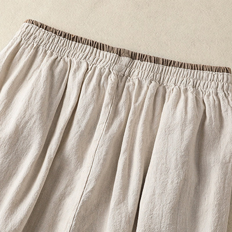 Buddha Stones Casual Haftowane Damskie Spodnie Harem Z Bawełny Lnianej 7-8 Długość Z Kieszeniami - image 10