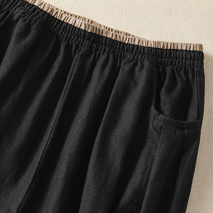 Buddha Stones Casual Haftowane Damskie Spodnie Harem Z Bawełny Lnianej 7-8 Długość Z Kieszeniami - image 32