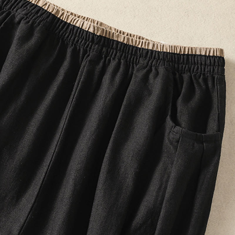 Buddha Stones Casual Haftowane Damskie Spodnie Harem Z Bawełny Lnianej 7-8 Długość Z Kieszeniami - image 32