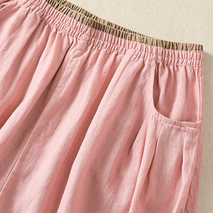 Buddha Stones Casual Haftowane Damskie Spodnie Harem Z Bawełny Lnianej 7-8 Długość Z Kieszeniami - image 18