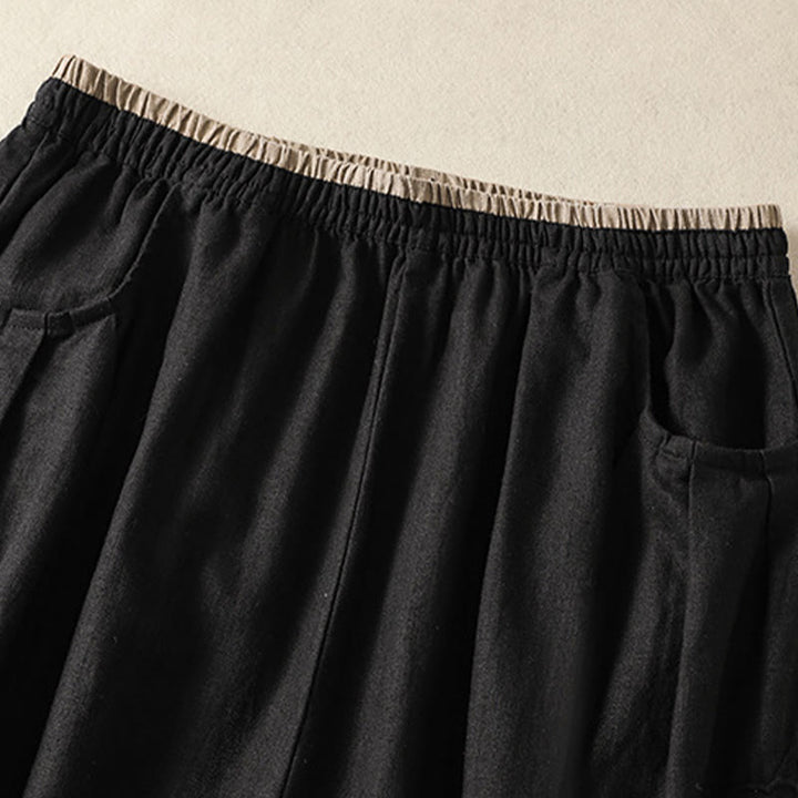 Buddha Stones Casual Haftowane Damskie Spodnie Harem Z Bawełny Lnianej 7-8 Długość Z Kieszeniami - image 31