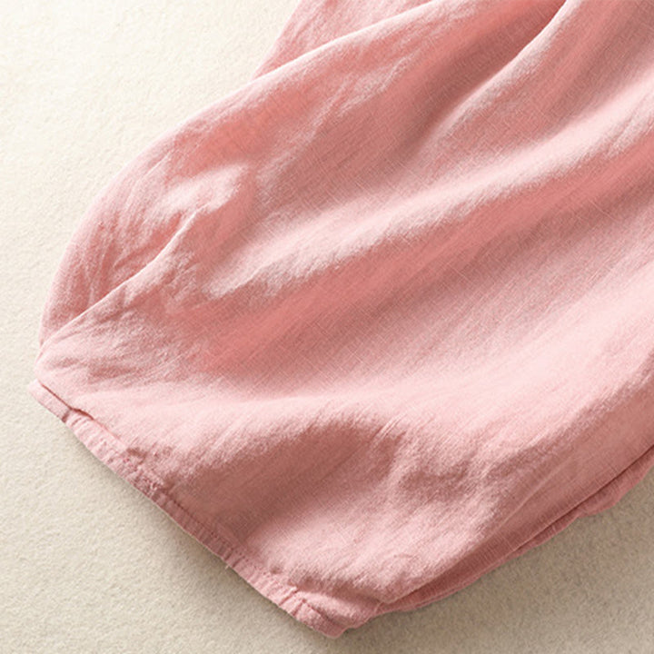 Buddha Stones Casual Haftowane Damskie Spodnie Harem Z Bawełny Lnianej 7-8 Długość Z Kieszeniami - image 22