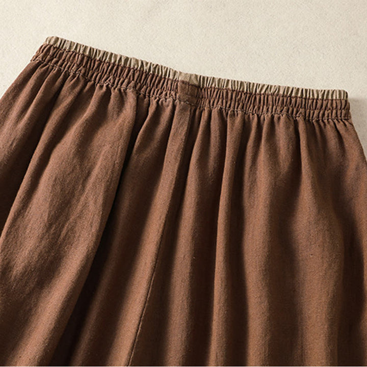 Buddha Stones Casual Haftowane Damskie Spodnie Harem Z Bawełny Lnianej 7-8 Długość Z Kieszeniami - image 25