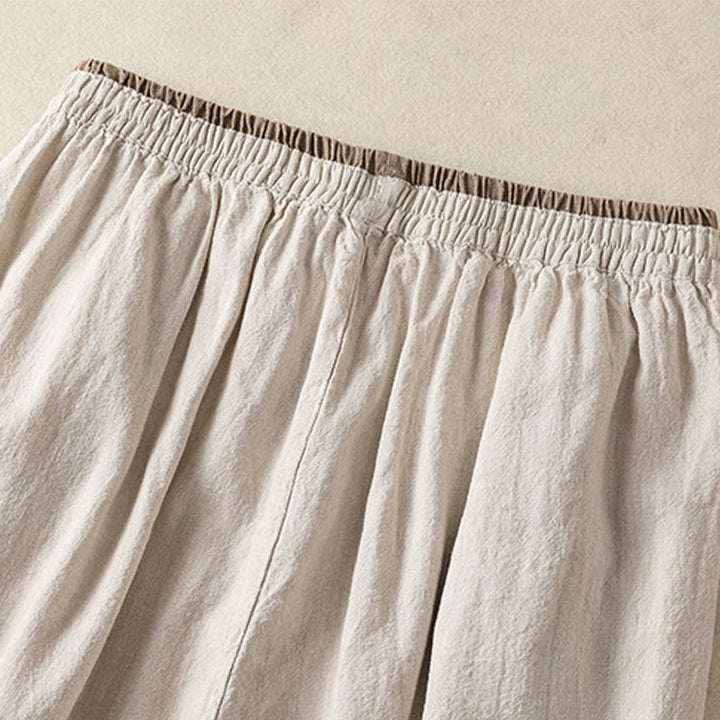 Buddha Stones Casual Haftowane Damskie Spodnie Harem Z Bawełny Lnianej 7-8 Długość Z Kieszeniami - image 10