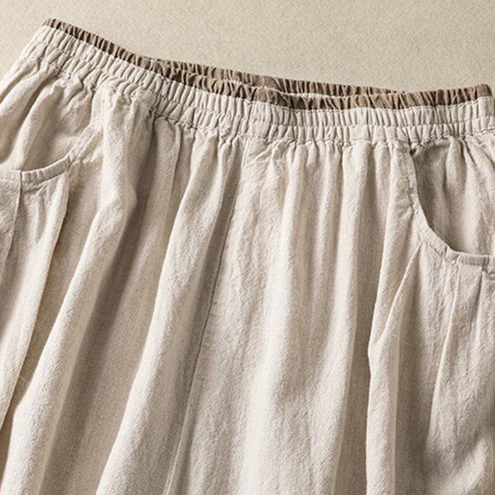 Buddha Stones Casual Haftowane Damskie Spodnie Harem Z Bawełny Lnianej 7-8 Długość Z Kieszeniami - image 8