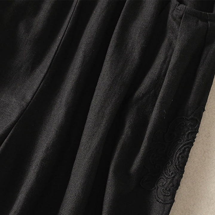 Buddha Stones Casual Haftowane Damskie Spodnie Harem Z Bawełny Lnianej 7-8 Długość Z Kieszeniami - image 33