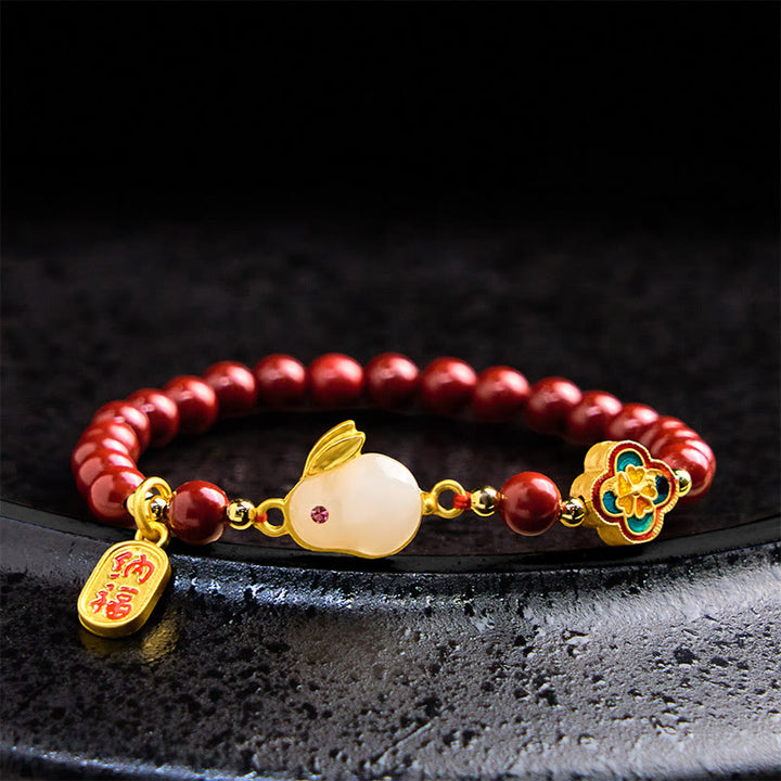 Buddha Stones Cynober Uroczy Króliczek Króliczek Fu Charakter Spokojna Bransoletka
