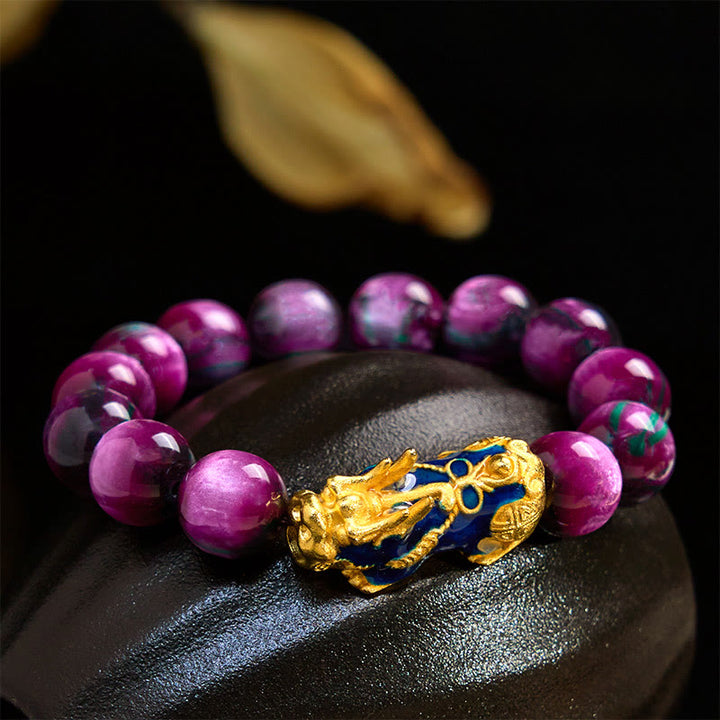 Buddha Stones Kolorowe Morskie Wierzby Zmiana Koloru Bransoletka PiXiu Pozytywne Uzdrawianie - 12mm Fioletowa Wierzba Morska (Obwód Nadgarstka 17-18 cm) - image 5