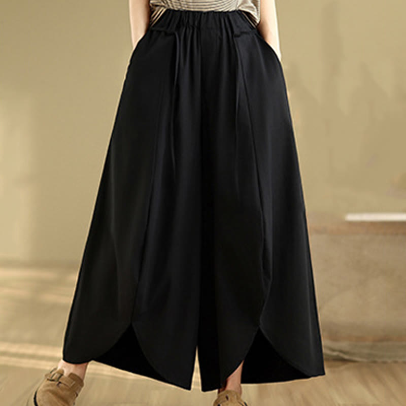 Spodnie damskie Buddha Stones Summer Vintage Lace-Up z szerokimi nogawkami i kieszeniami