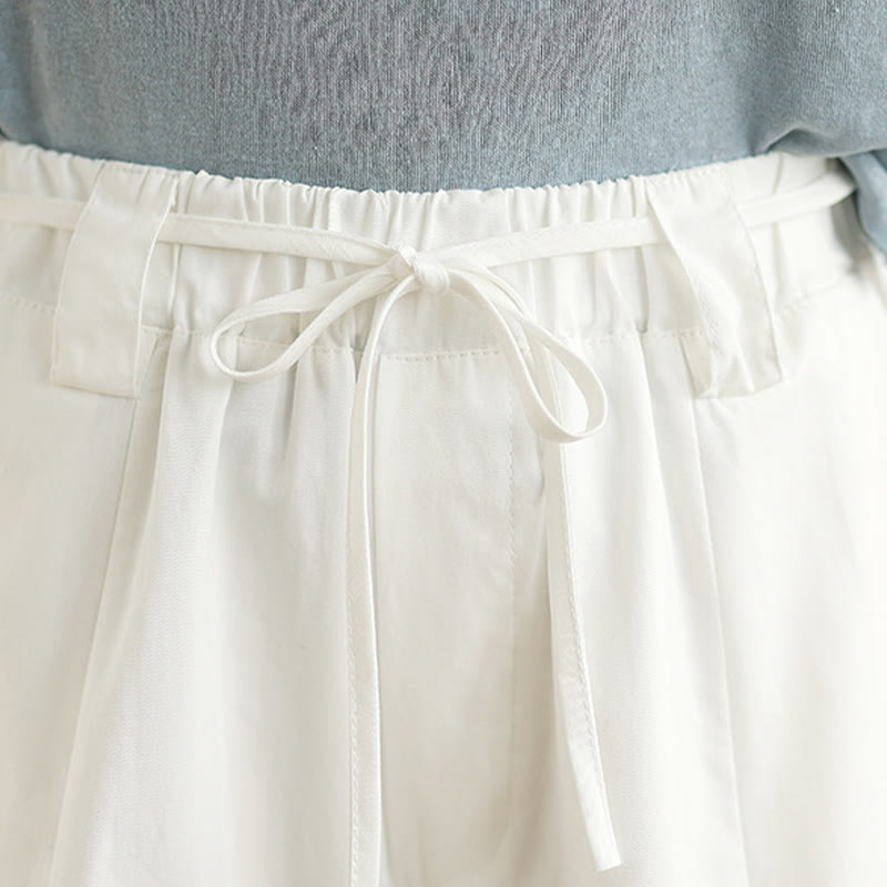 Spodnie damskie Buddha Stones Summer Vintage Lace-Up z szerokimi nogawkami i kieszeniami - image 13