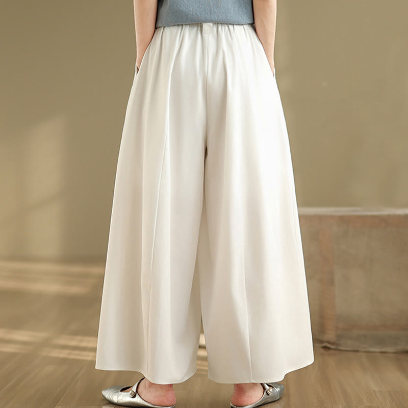 Spodnie damskie Buddha Stones Summer Vintage Lace-Up z szerokimi nogawkami i kieszeniami