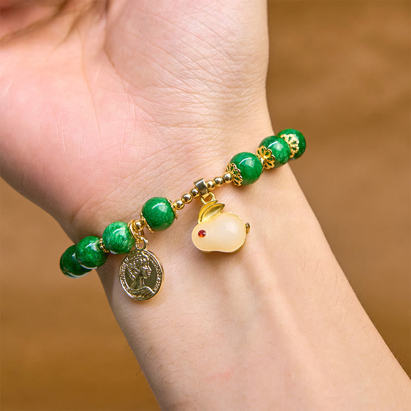 Buddha Stones Green Calcite Lovely Rabbit Charm Clarity