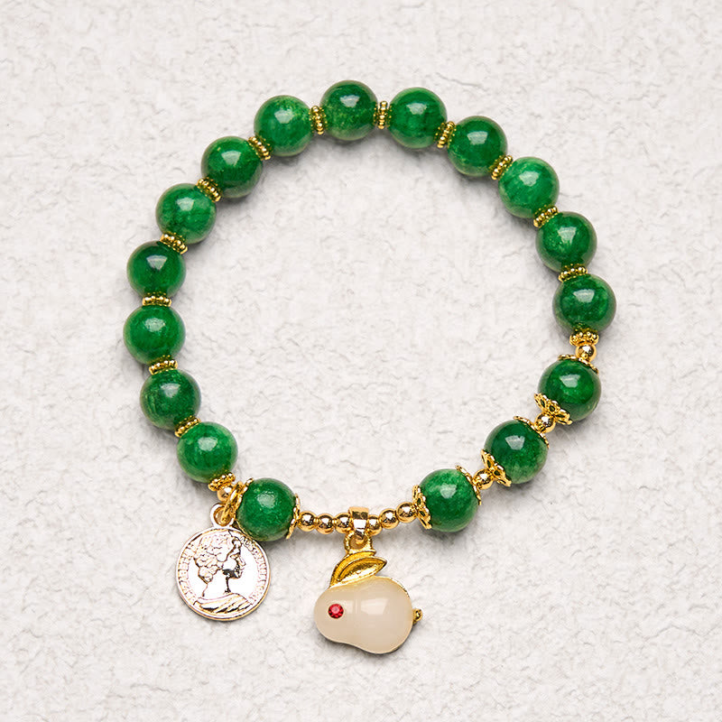 Buddha Stones Green Calcite Lovely Rabbit Charm Clarity