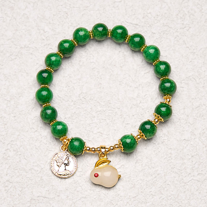 Buddha Stones Green Calcite Lovely Rabbit Charm Clarity
