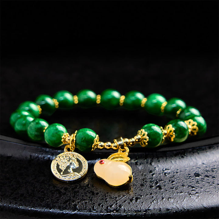 Buddha Stones Green Calcite Lovely Rabbit Charm Clarity