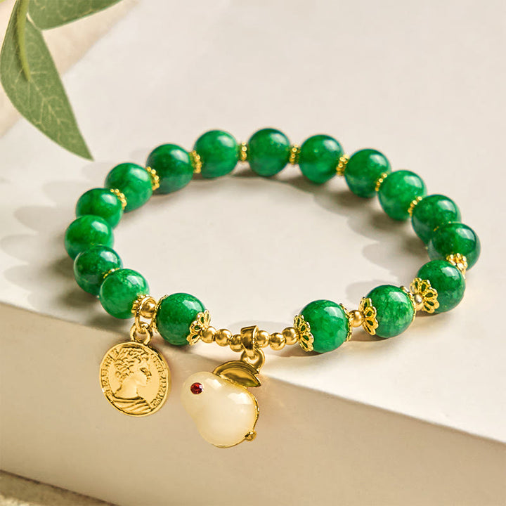 Buddha Stones Green Calcite Lovely Rabbit Charm Clarity