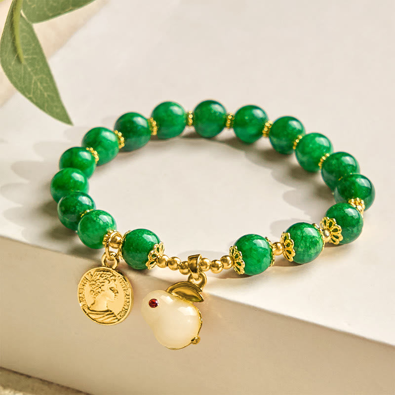 Buddha Stones Green Calcite Lovely Rabbit Charm Clarity