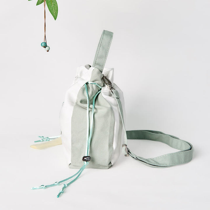Buddha Stones Haftowana Zielona Pear Blossom Canvas Tote Torba na Ramię Torebka