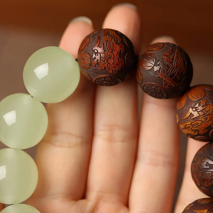 Buddha Stones Sappan Drewno Grawerunek PiXiu Fu Charakter Cure Bransoletka