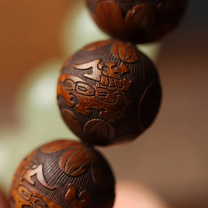 Buddha Stones Sappan Drewno Grawerunek PiXiu Fu Charakter Cure Bransoletka