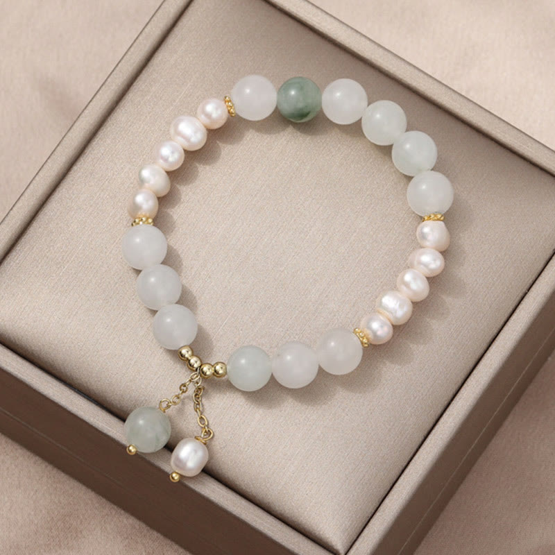 Bransoletka z pereł jadeitowych Tianshan z Buddha Stones i obfitością