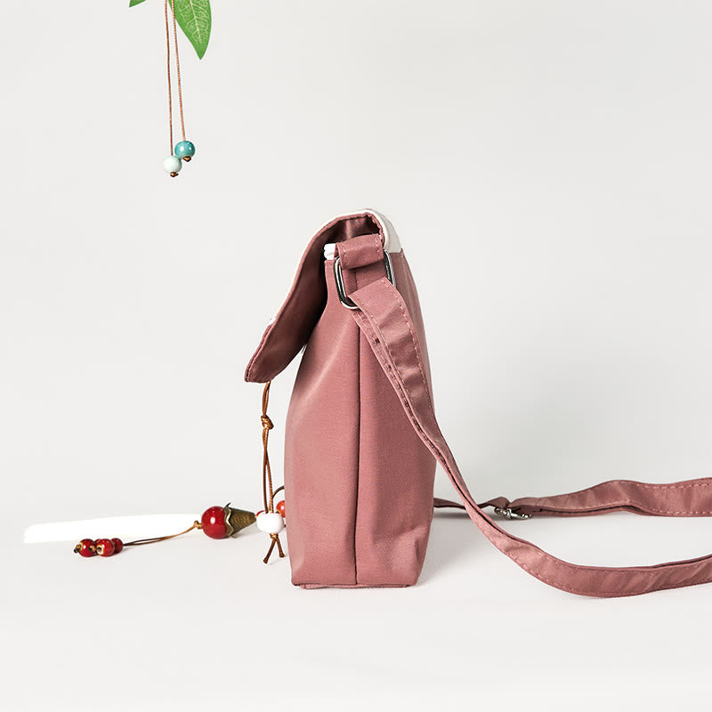 Buddha Stones, gładka brązowa haftowana śliwka, bossom, bawełniana, lniana torba typu crossbody, torba na ramię