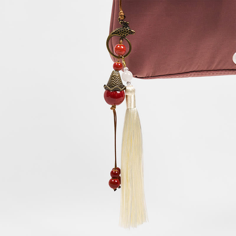 Buddha Stones, gładka brązowa haftowana śliwka, bossom, bawełniana, lniana torba typu crossbody, torba na ramię