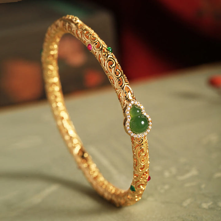 Buddha Stones Cyjan Jade Miedziane Złoto Pomyślne Chmury Tykwa Bransoletka Szczęścia Bransoletka