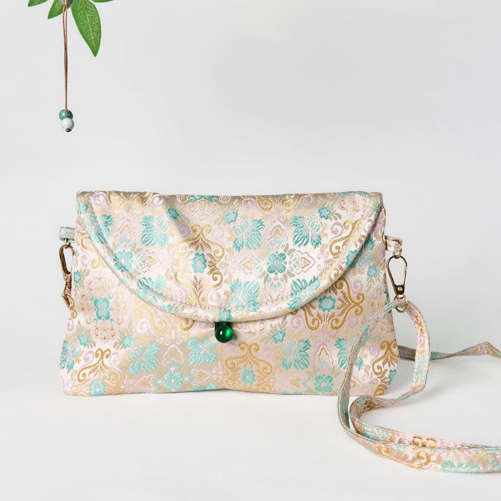 Buddha Stones Retro Kwiaty Wzór Poliester Bawełna Haft Torba Crossbody Hangbags