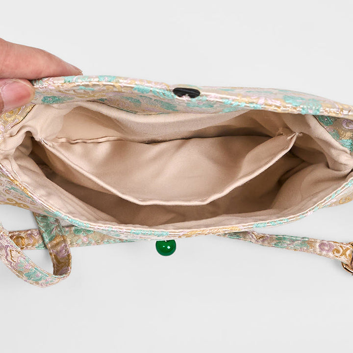 Buddha Stones Retro Kwiaty Wzór Poliester Bawełna Haft Torba Crossbody Hangbags