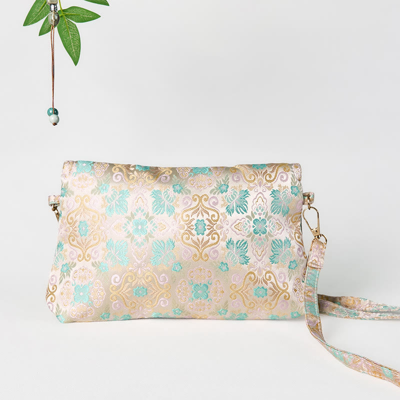 Buddha Stones Retro Kwiaty Wzór Poliester Bawełna Haft Torba Crossbody Hangbags
