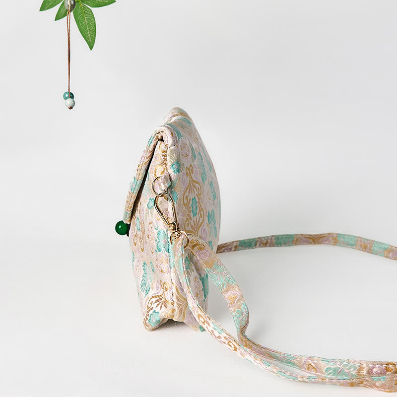 Buddha Stones Retro Kwiaty Wzór Poliester Bawełna Haft Torba Crossbody Hangbags