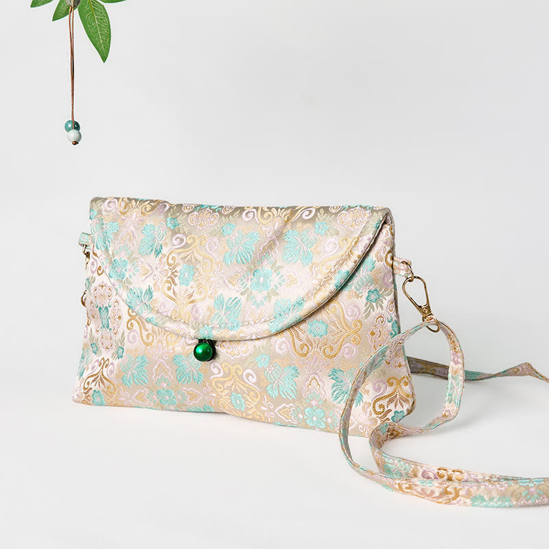Buddha Stones Retro Kwiaty Wzór Poliester Bawełna Haft Torba Crossbody Hangbags