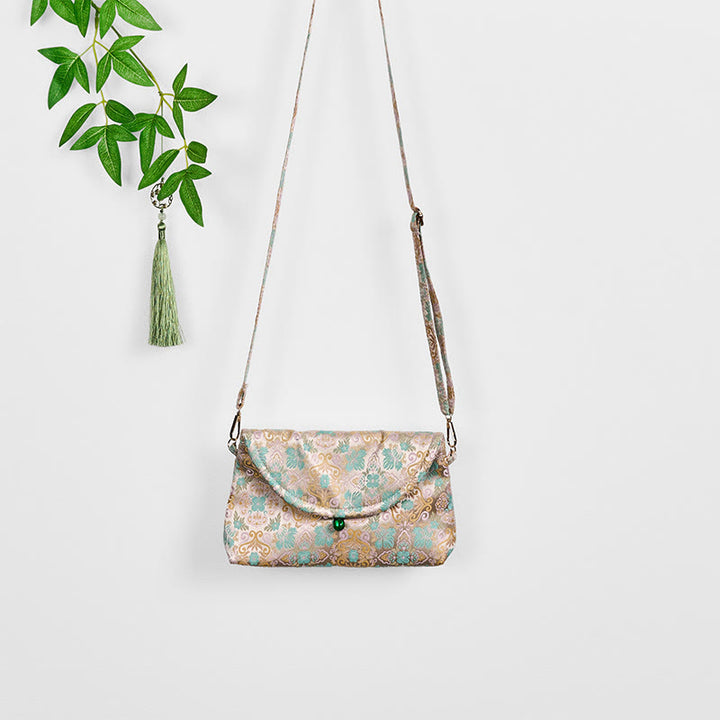 Buddha Stones Retro Kwiaty Wzór Poliester Bawełna Haft Torba Crossbody Hangbags