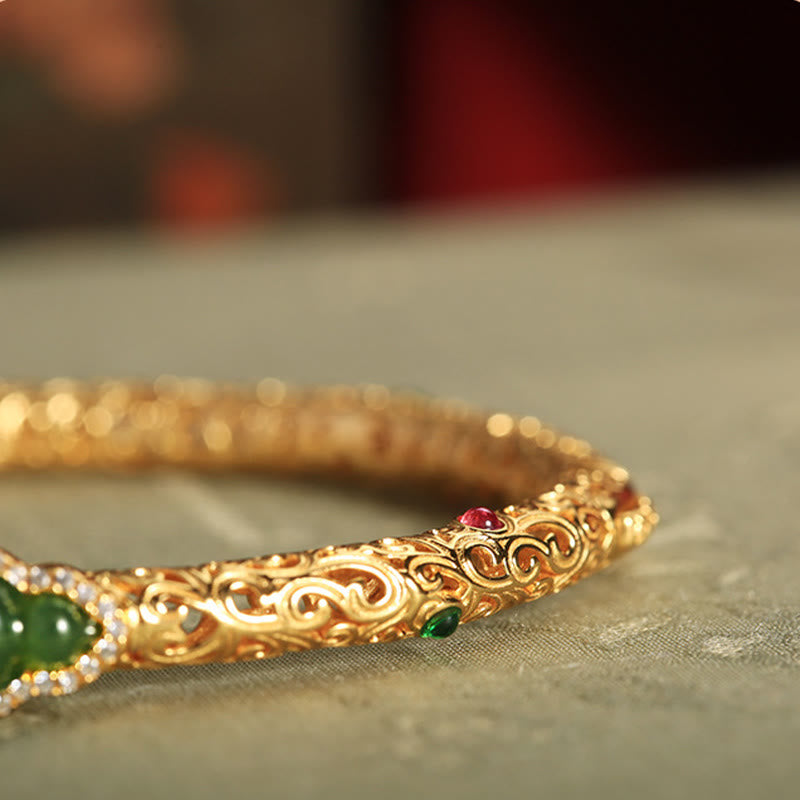 Buddha Stones Cyjan Jade Miedziane Złoto Pomyślne Chmury Tykwa Bransoletka Szczęścia Bransoletka