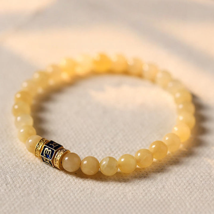 Buddha Stones Topaz Koraliki Om Mani Padme Hum Fortune Bransoletka