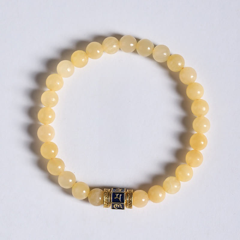 Buddha Stones Topaz Koraliki Om Mani Padme Hum Fortune Bransoletka