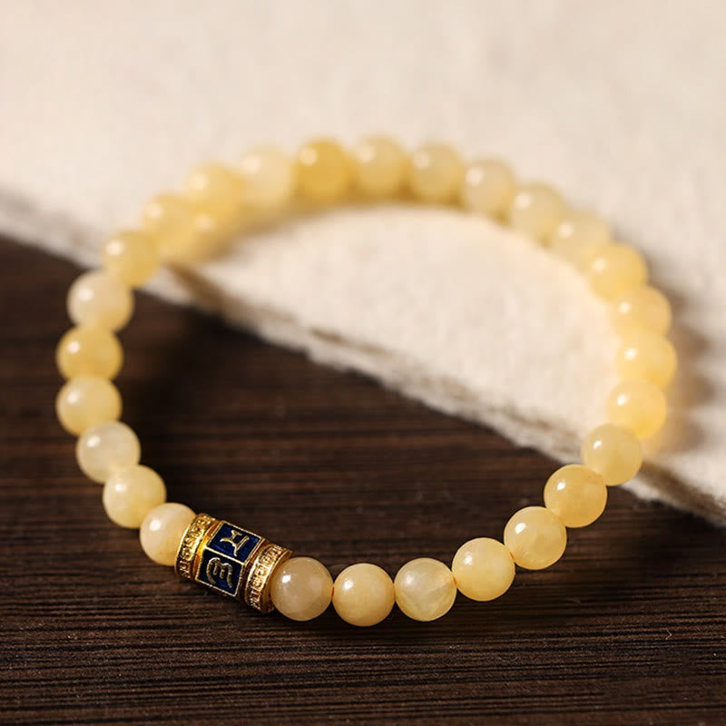 Buddha Stones Topaz Koraliki Om Mani Padme Hum Fortune Bransoletka