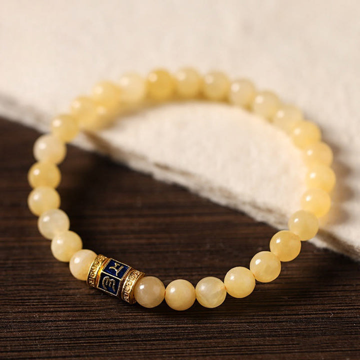 Buddha Stones Topaz Koraliki Om Mani Padme Hum Fortune Bransoletka