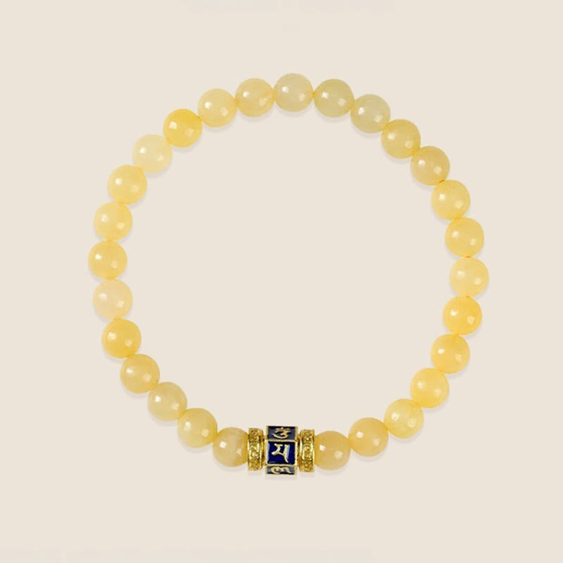 Buddha Stones Topaz Koraliki Om Mani Padme Hum Fortune Bransoletka