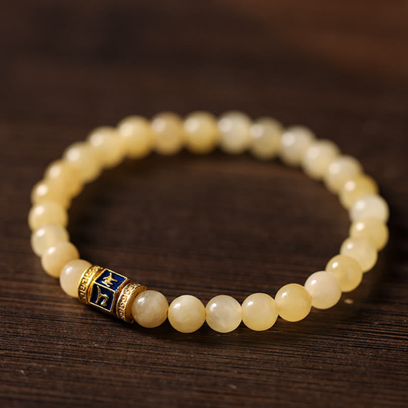 Buddha Stones Topaz Koraliki Om Mani Padme Hum Fortune Bransoletka
