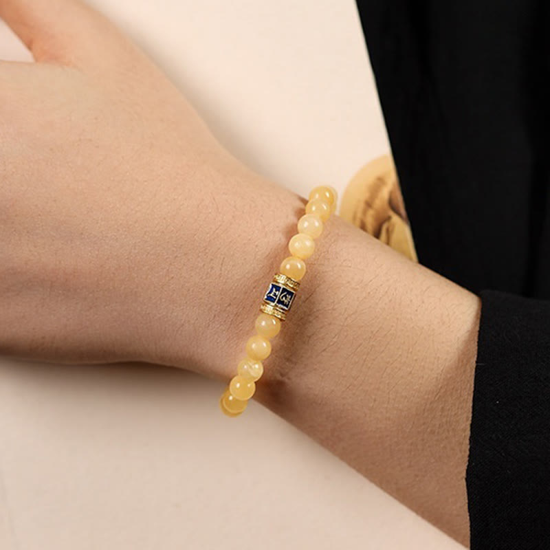 Buddha Stones Topaz Koraliki Om Mani Padme Hum Fortune Bransoletka
