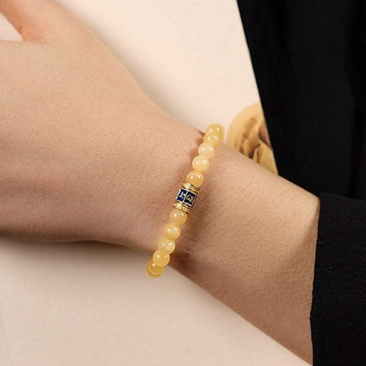 Buddha Stones Topaz Koraliki Om Mani Padme Hum Fortune Bransoletka