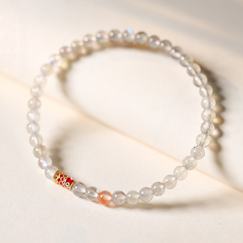 Bransoletka lecznicza z Buddha Stones Ultra-cienki kamień księżycowy Koi Fish